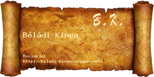 Béládi Kinga névjegykártya